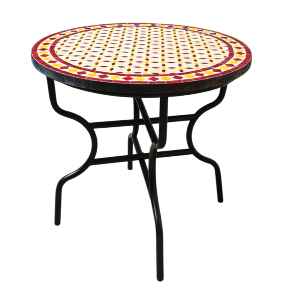 Table en mosaïque marocaine Giralda Beige Bordeaux Jaun