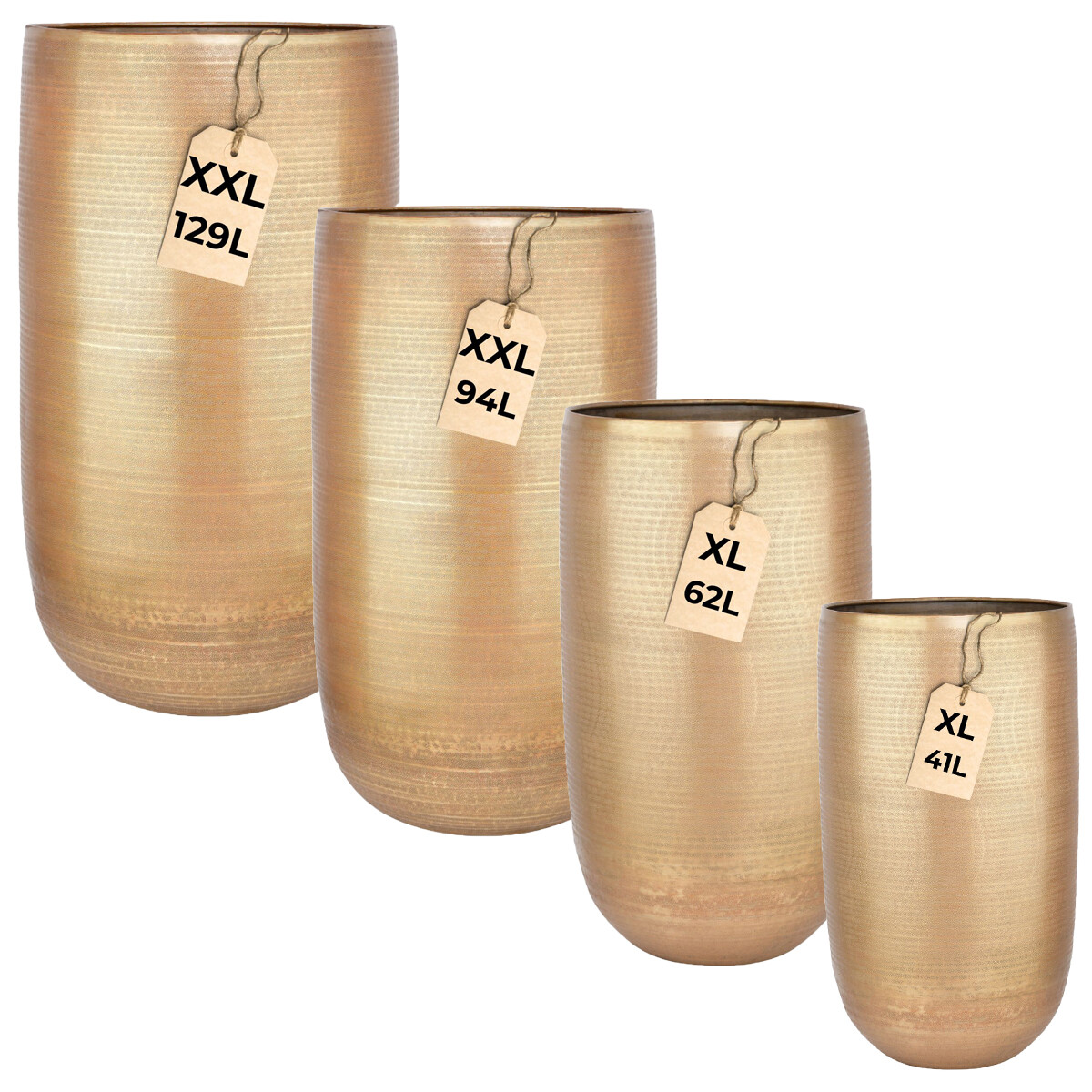 Lot de 4 pots de fleurs Camiel dorés - grands pots en