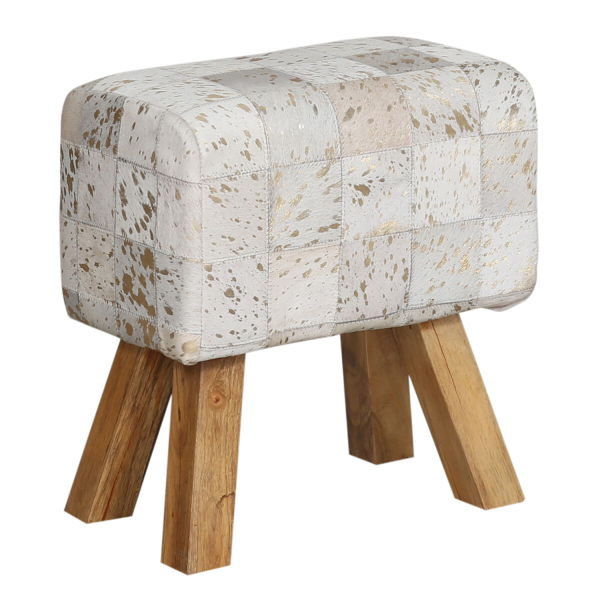 Pouf Adelphia 45 cm, pouf en cuir patchw box