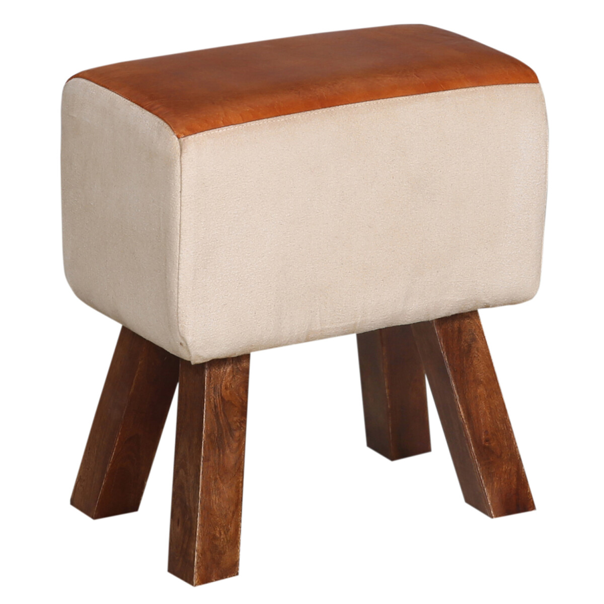 Pouf Adeon 45 cm – Pouf en cuir patchwork avec pieds e