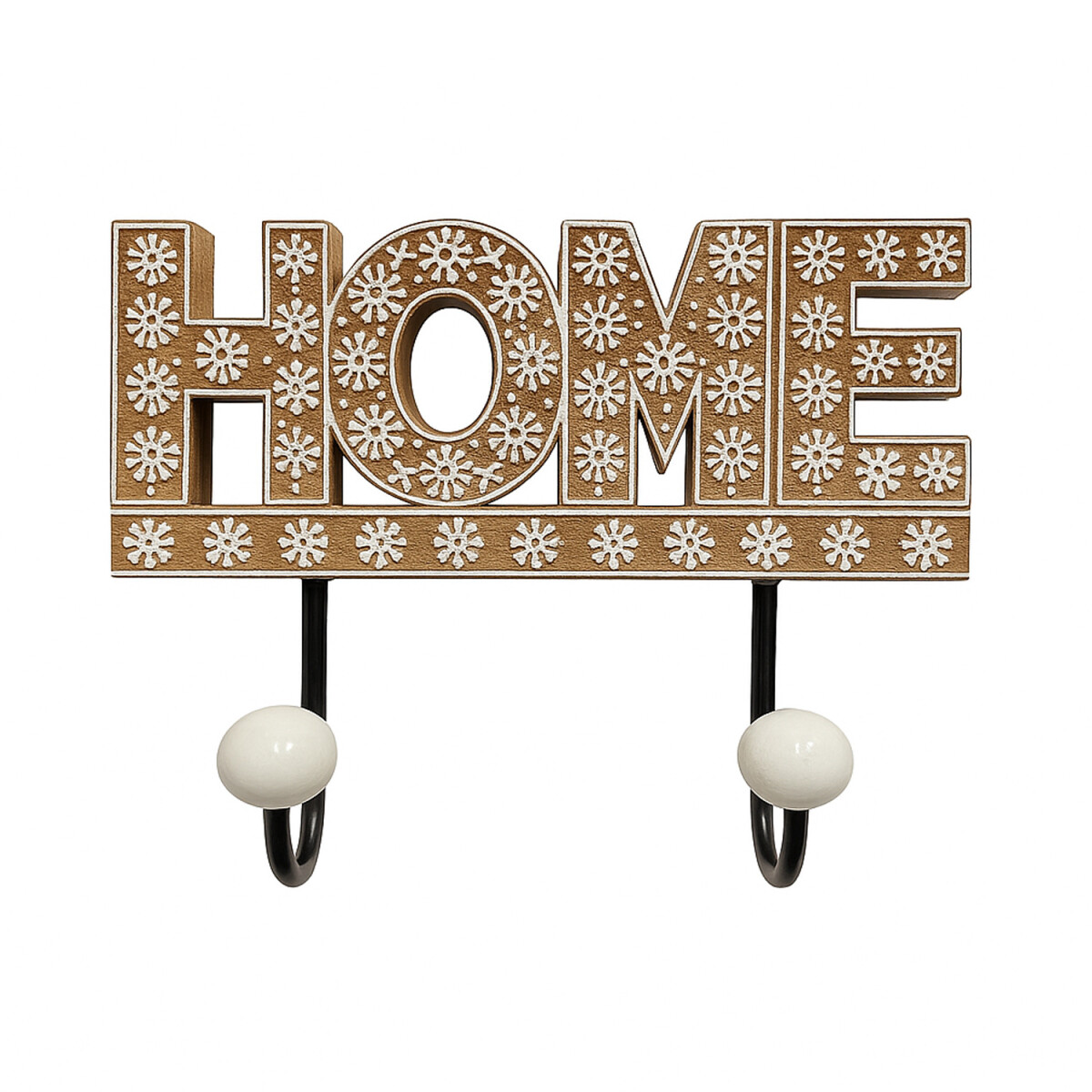Crochet mural HOME en bois et boutons en céramique | 
