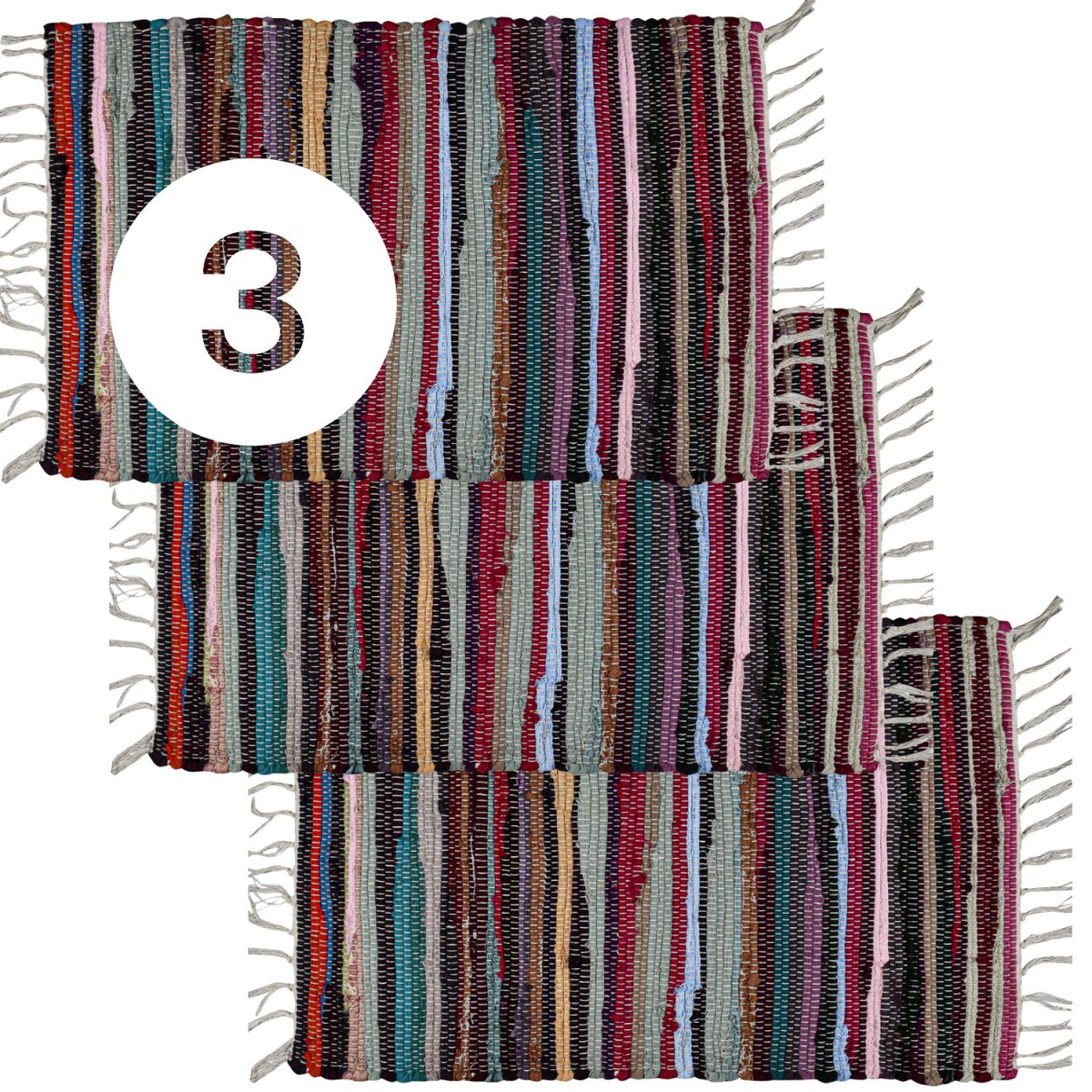 Lot de 3 tapis Callum multicolores 90 &t box