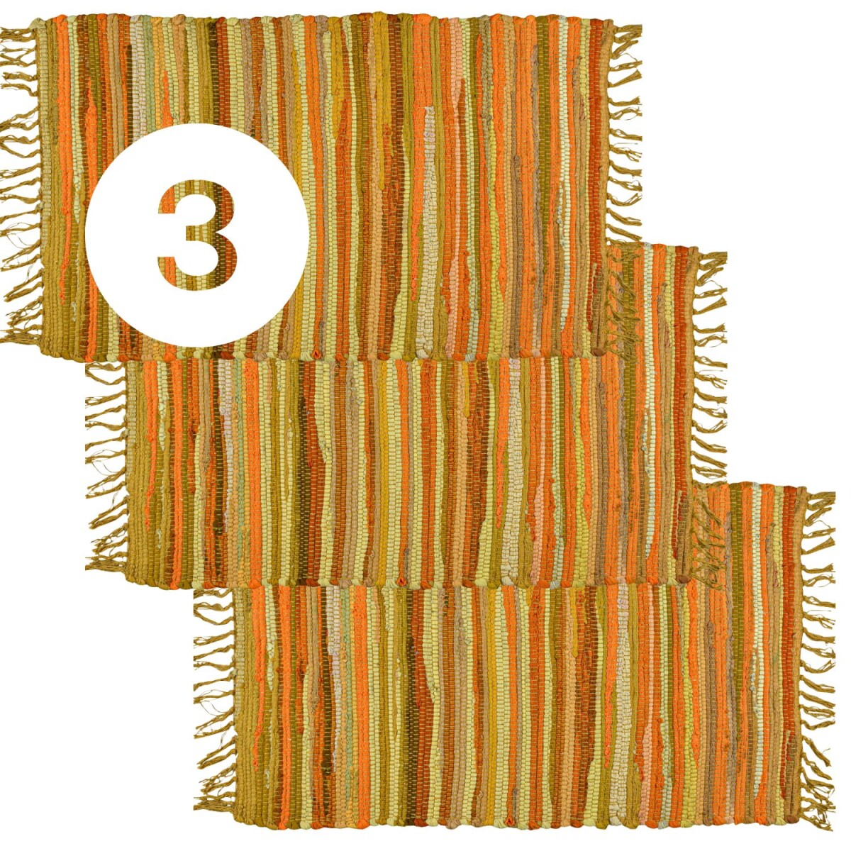 Lot de 3 tapis Callum jaunes 90 ×  box