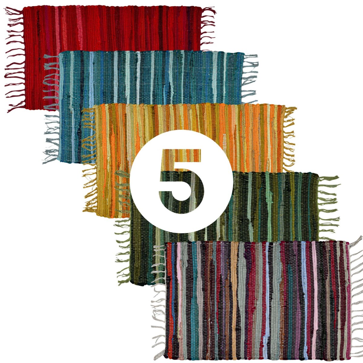 Lot de 5 tapis Callum multicolores 90 &t box