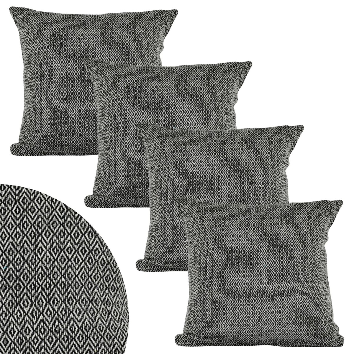 Lot de 4 housses de coussin Calix anthracite 40 cm en coton 
