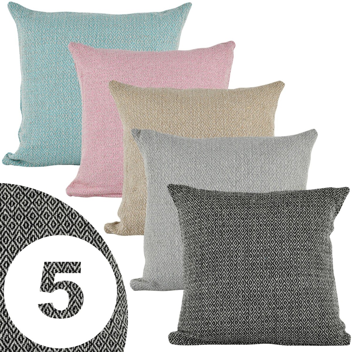 Lot de 5 housses de coussin Calix multicolores 40 cm en coto