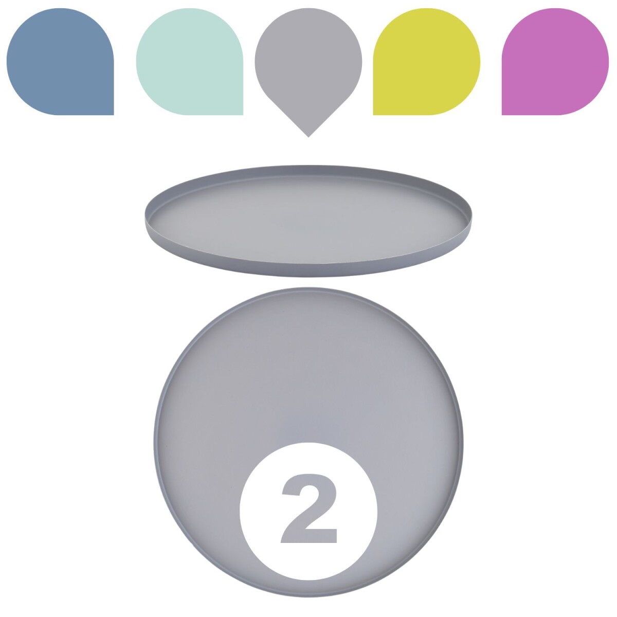Lot de 2 plateaux ronds Callie gris 25 c box