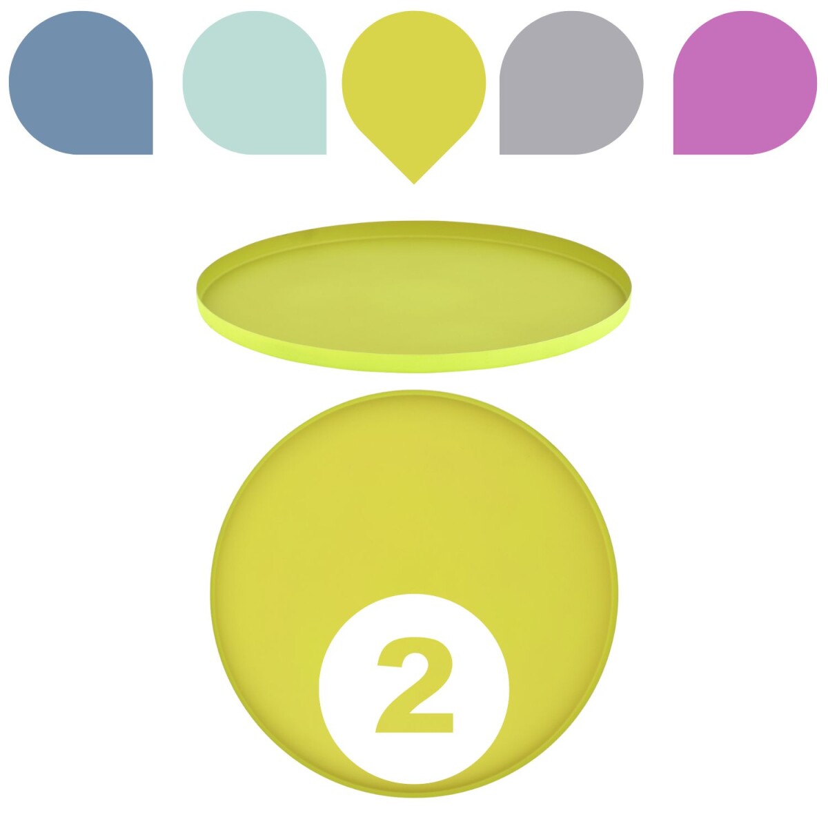 Lot de 2 plateaux ronds Callie jaunes de box