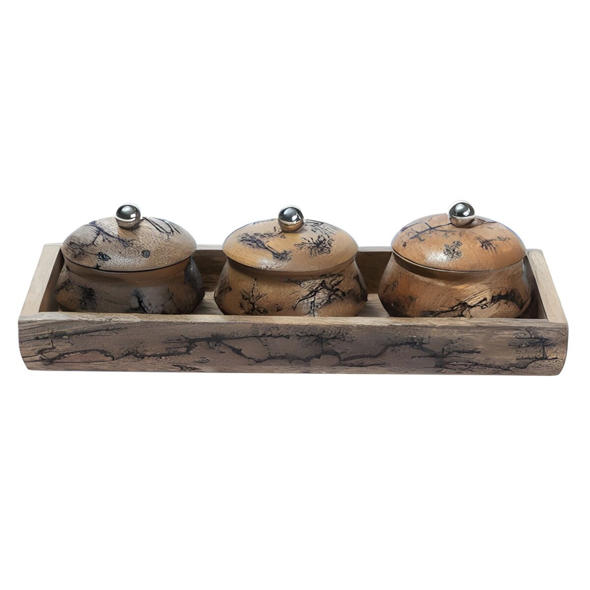 Lot de 4 Louja | Plateau avec 3 bo&icirc box