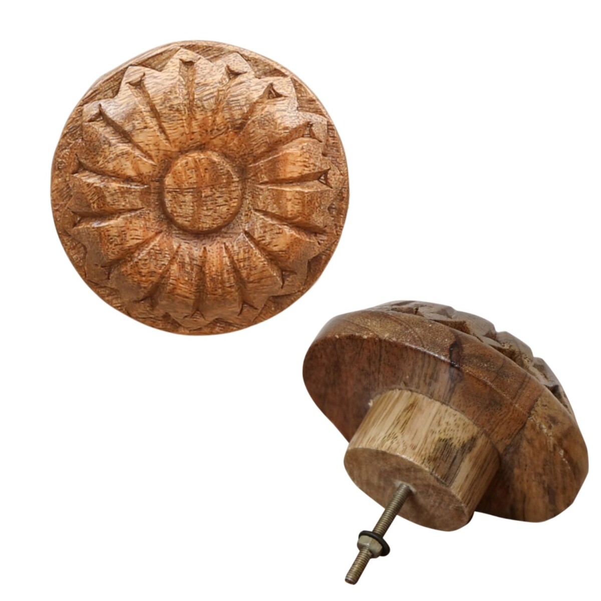 Poignée de meuble bohème Admir, 9 cm, en bois,