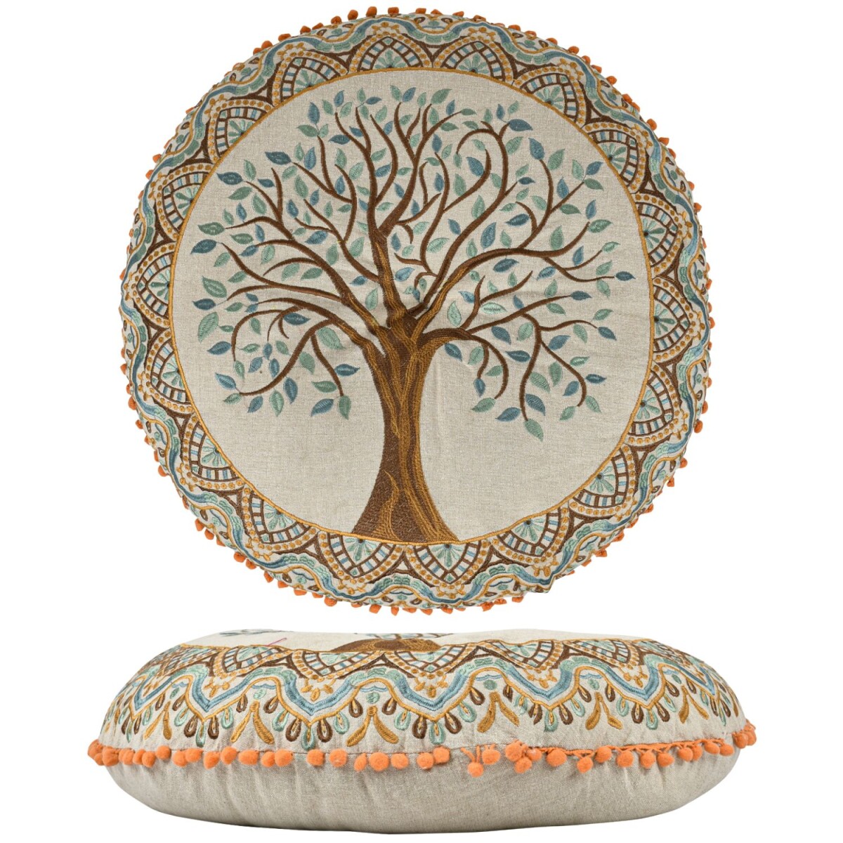 Coussin de sol Guansha rond 60 x 15 cm | Coton brodé 