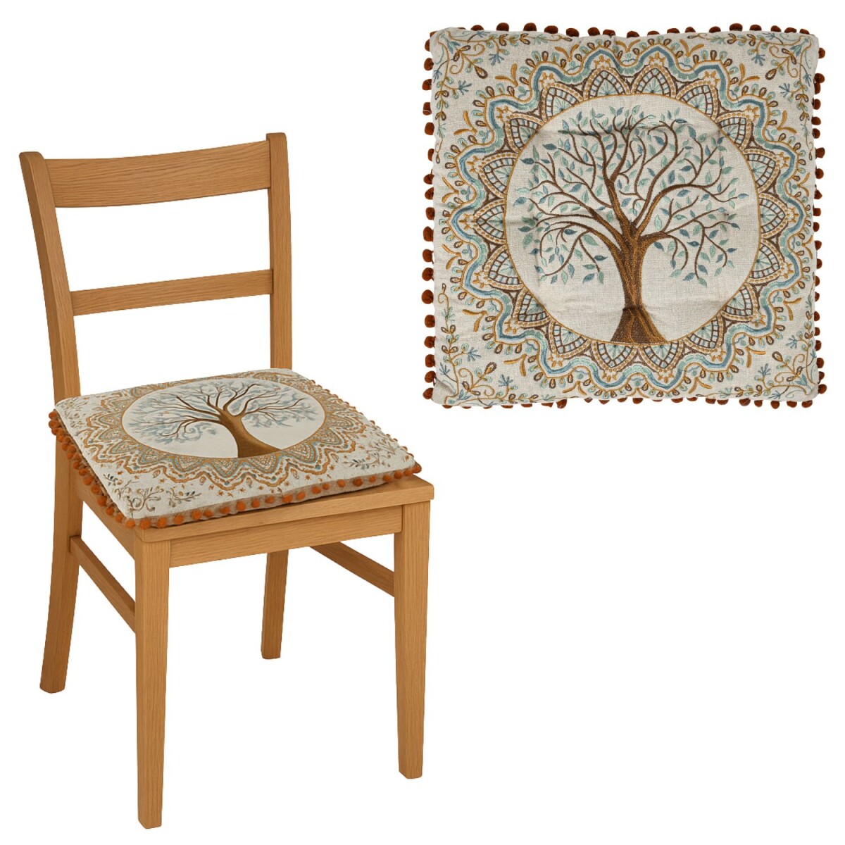 Coussin de chaise Guansha marron 40 x 40 x 6 cm | Coton Boho