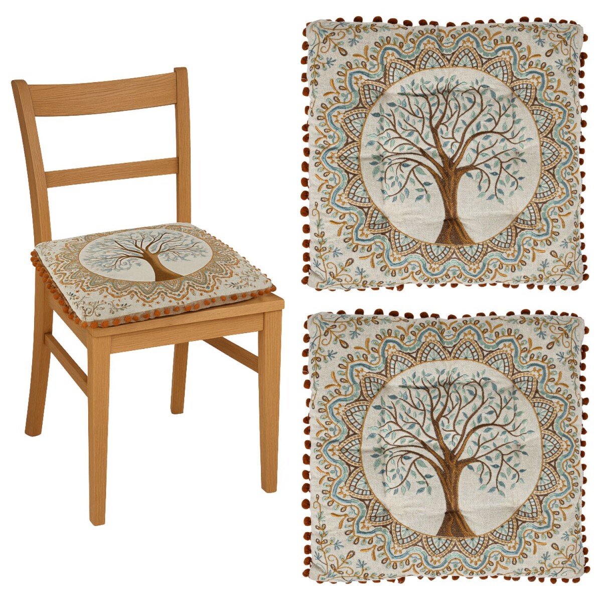 Lot de 2 coussins de chaise Guansha marron 40 x 40 x 6 cm | 