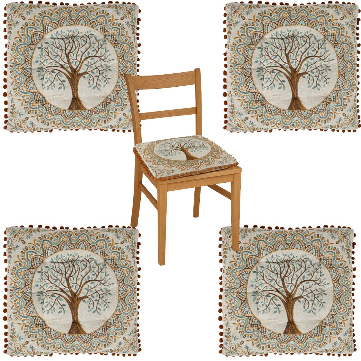 Lot de 4 coussins de chaise Guansha marron 40 x 40 x 6 cm | 