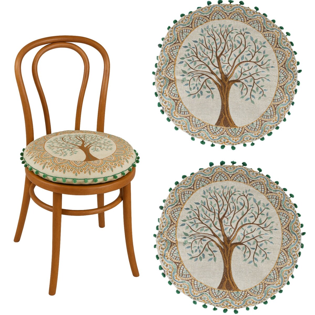 Lot de 2 coussins de chaise ronds Guansha, marron « Ar