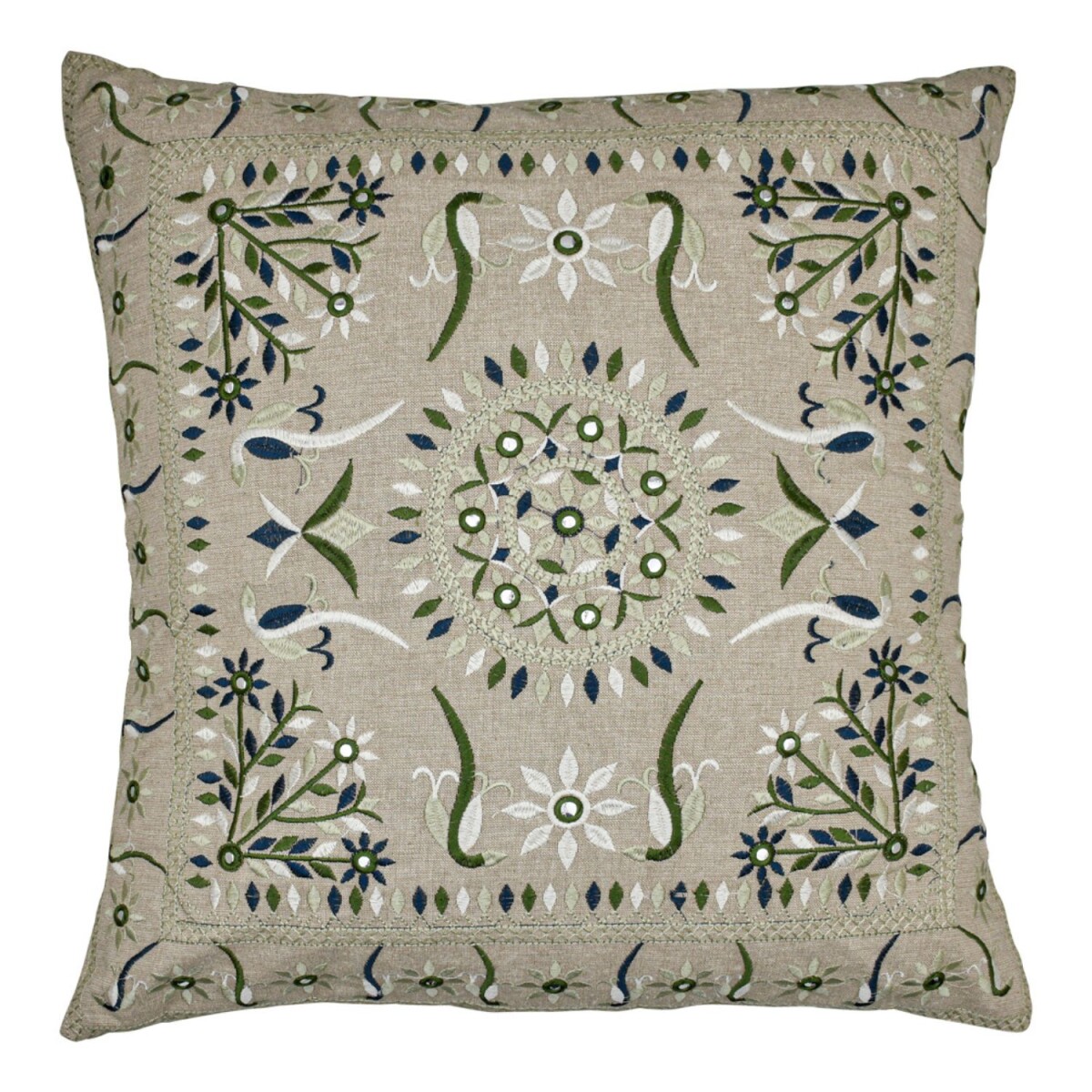 Housse de coussin faite main « Lodge » verte 50 
