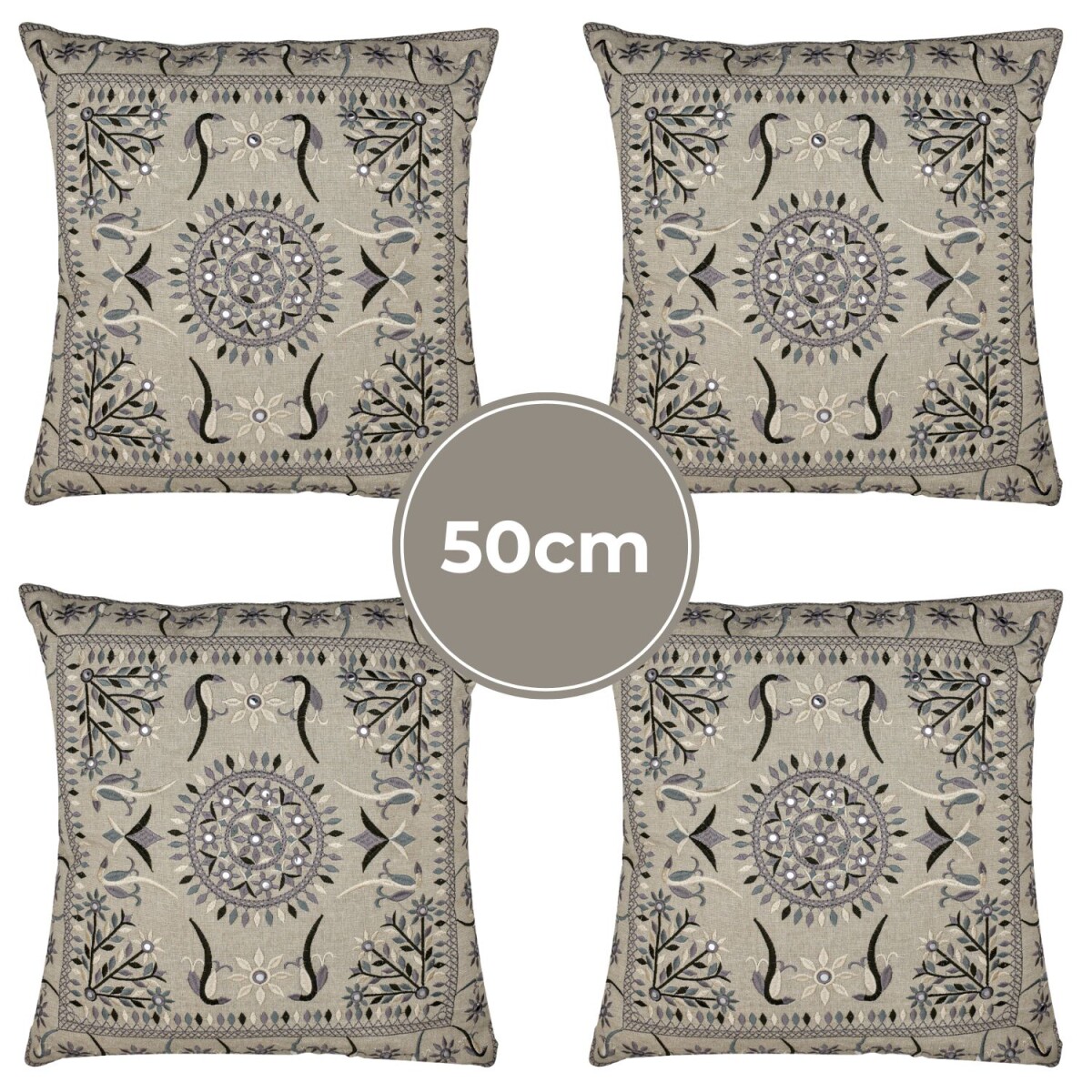 Lot de 4 housses de coussin faites main, motif Lodge, gris, 
