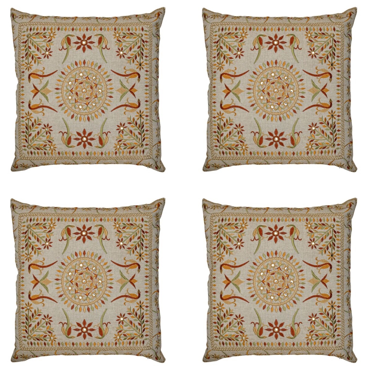 Lot de 4 housses de coussin faites main, style Lodge, marron