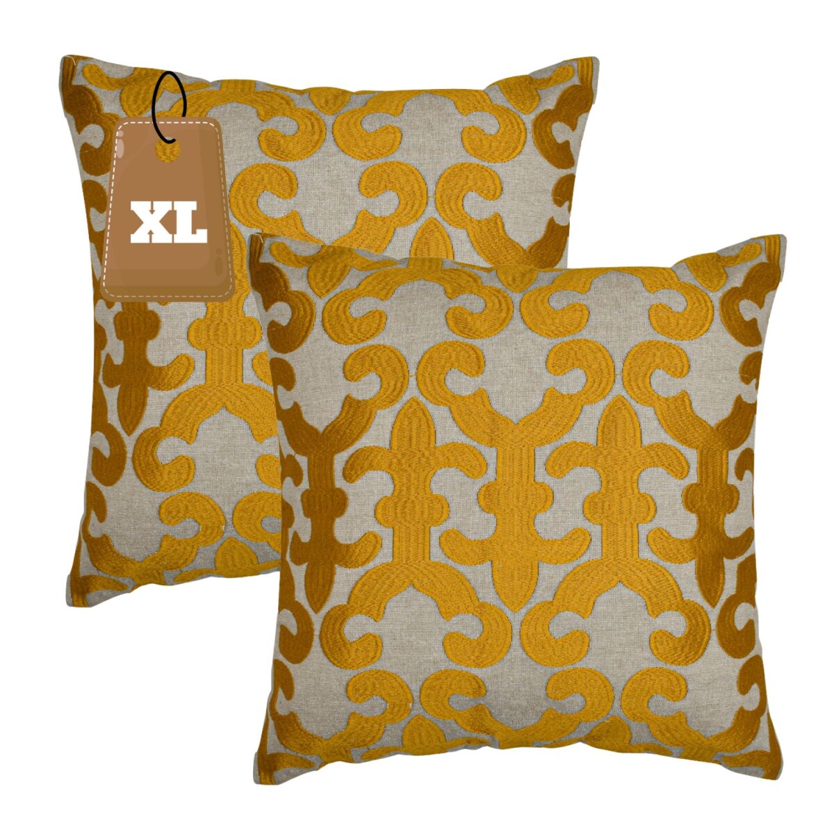 Lot de 2 housses de coussin faites main Kayon Gold 50 x 50 c