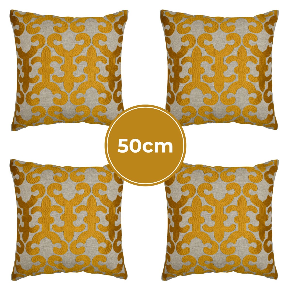 Lot de 4 housses de coussin faites main Kayon Gold 50 x 50 c