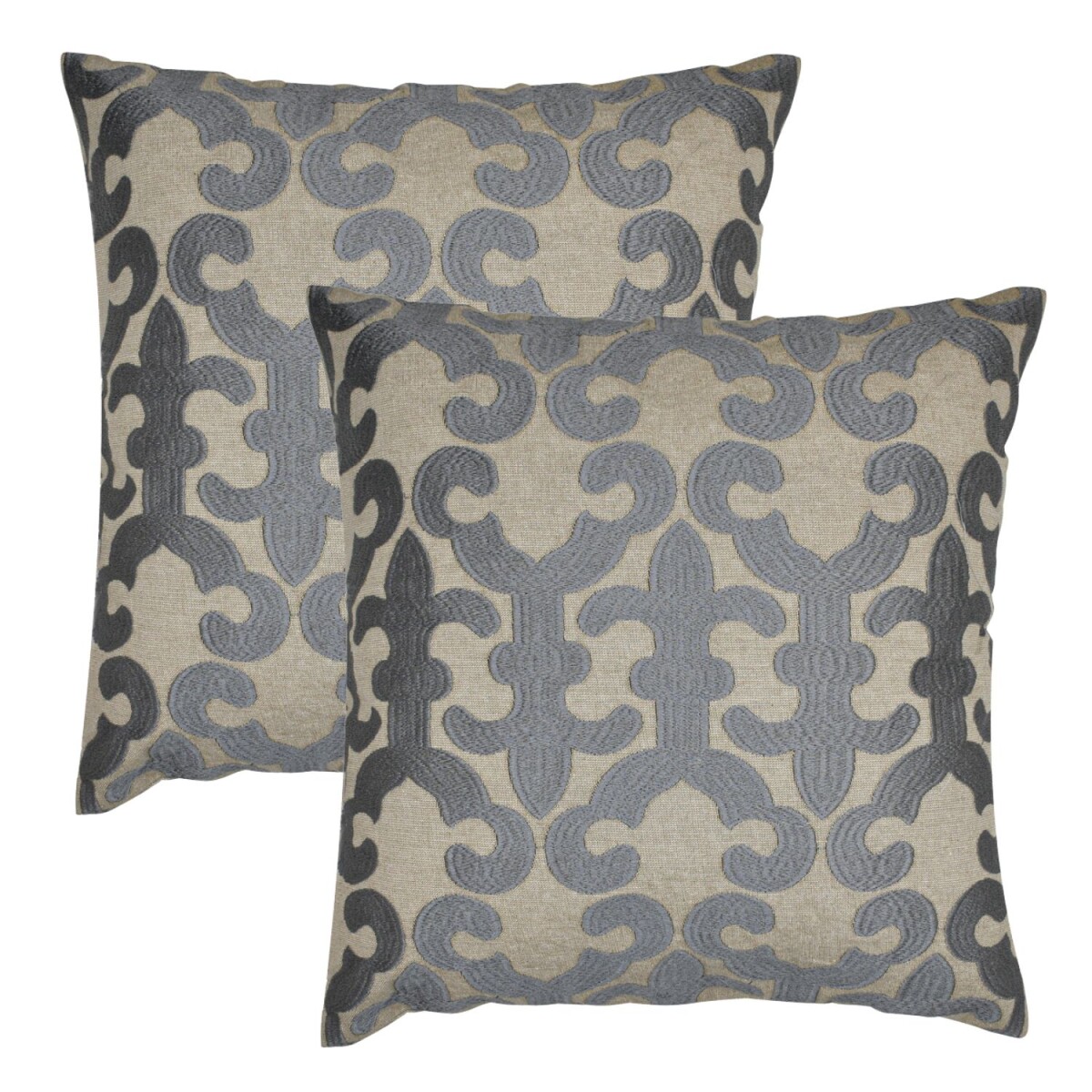 Lot de 2 housses de coussin faites main Kayon Gris 40 x 40 c