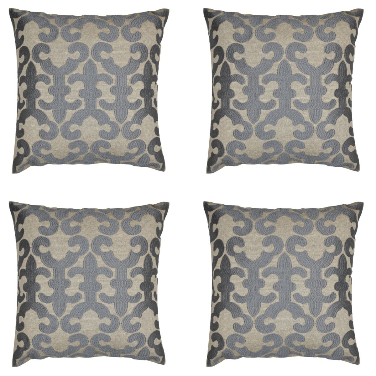 Lot de 4 housses de coussin faites main Kayon Gris 40 x 40 c