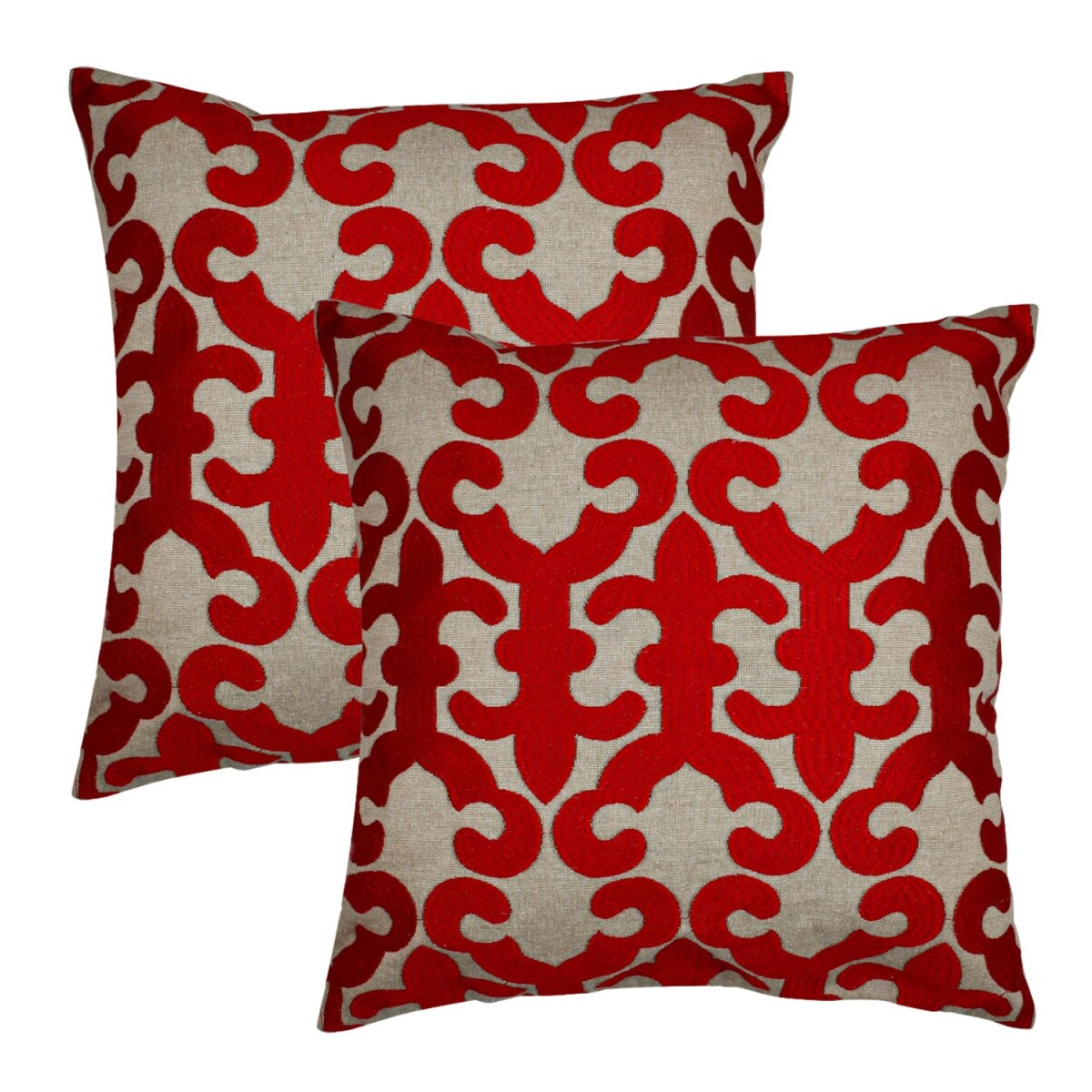 Lot de 2 housses de coussin faites main Kayon Rouge 40 x 40 