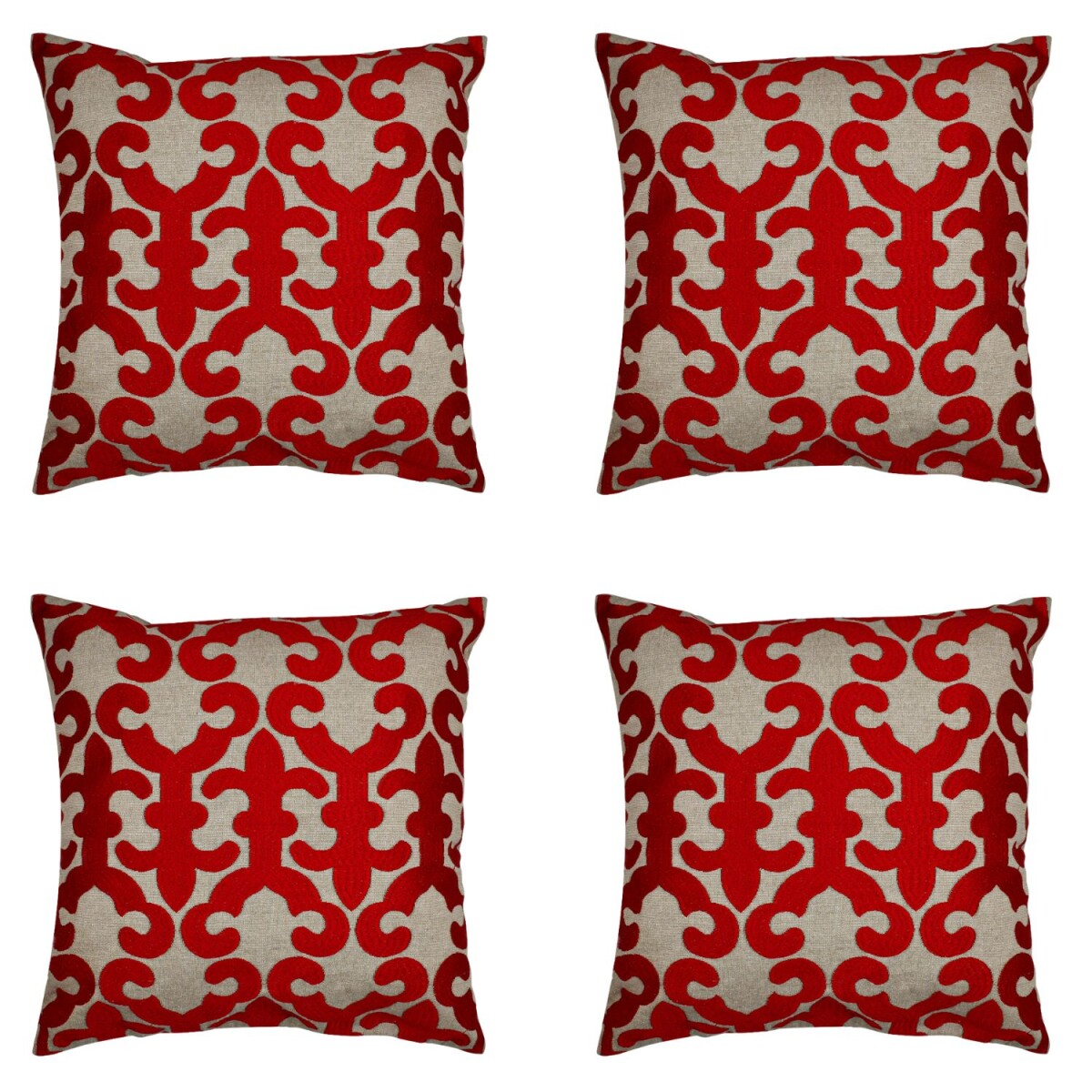 Lot de 4 housses de coussin faites main Kayon Rouge 40 x 40 