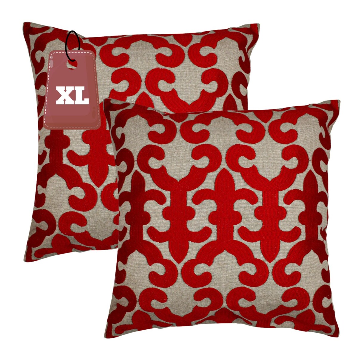 Lot de 2 housses de coussin faites main Kayon Rouge 50 x 50 