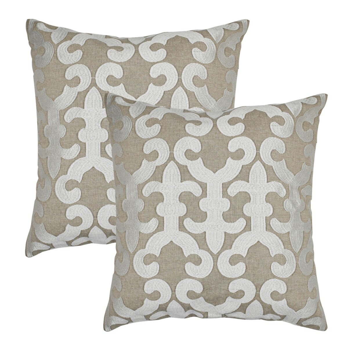 Lot de 2 housses de coussin faites main Kayon Blanc 40 x 40 