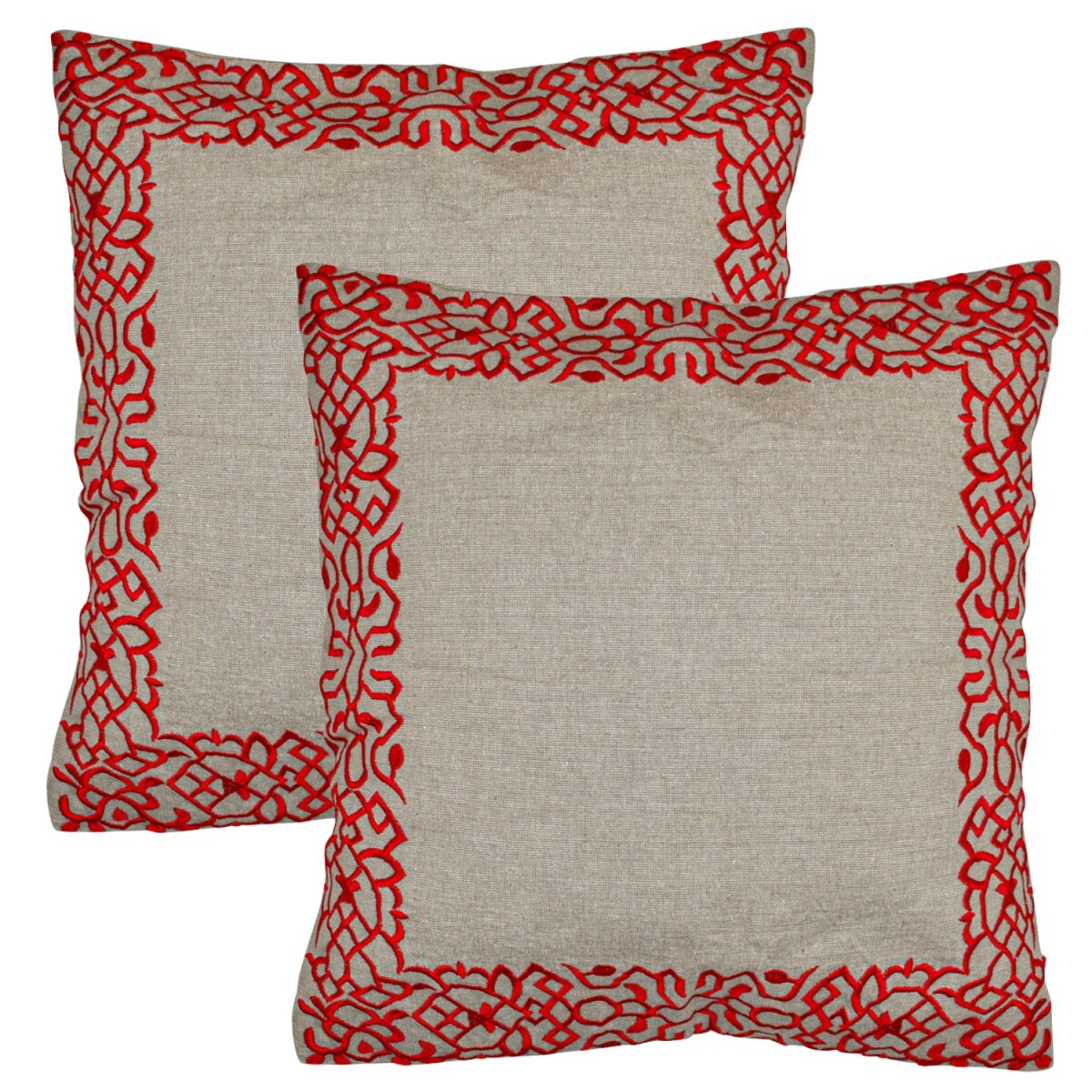 Lot de 2 housses de coussin faites main, rouge Frisia, 40 x 