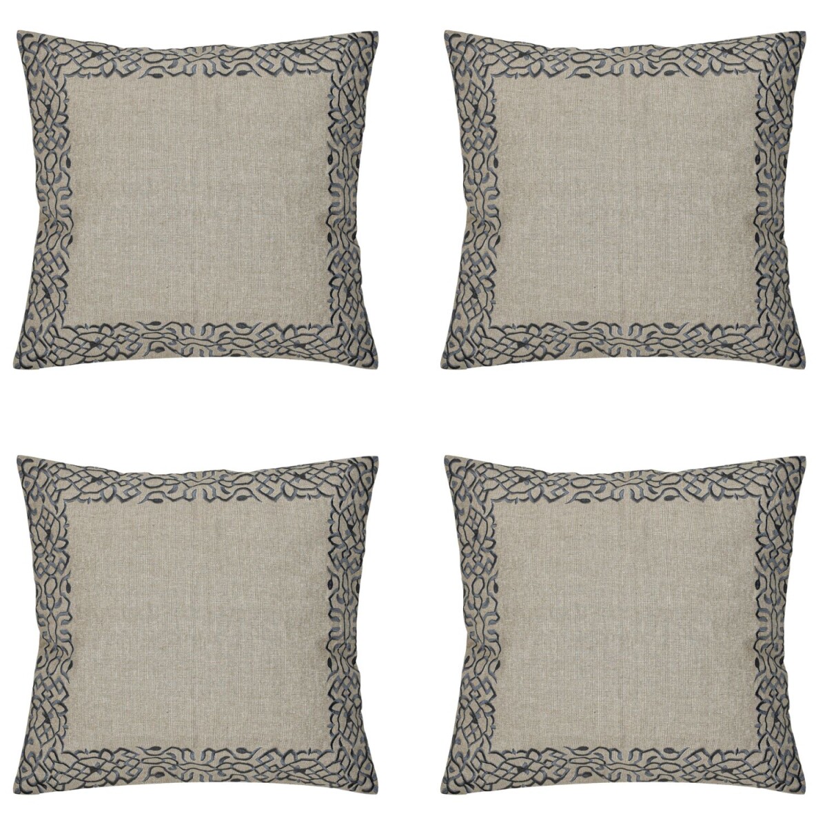 Lot de 4 housses de coussin faites main, Frisia Gris, 40 x 4