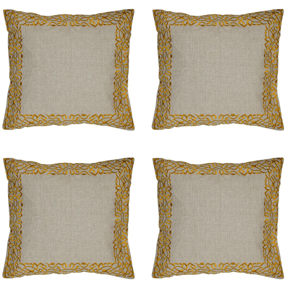 Lot de 4 housses de coussin faites main Frisia Gold 40 x 40 