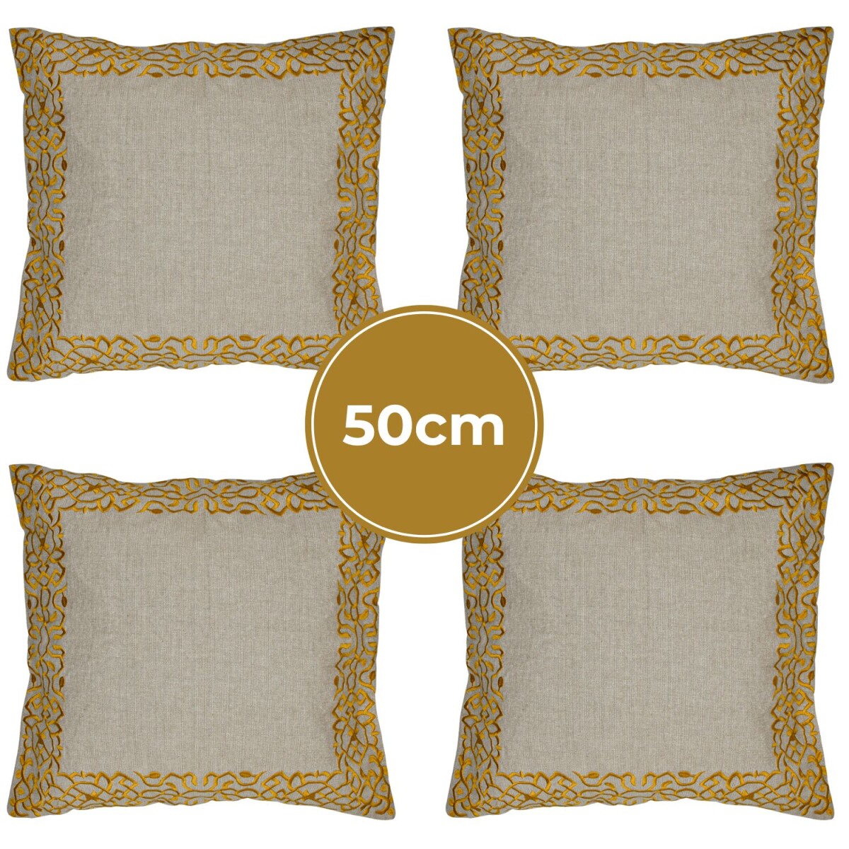 Lot de 4 housses de coussin faites main Frisia Gold 50 x 50 