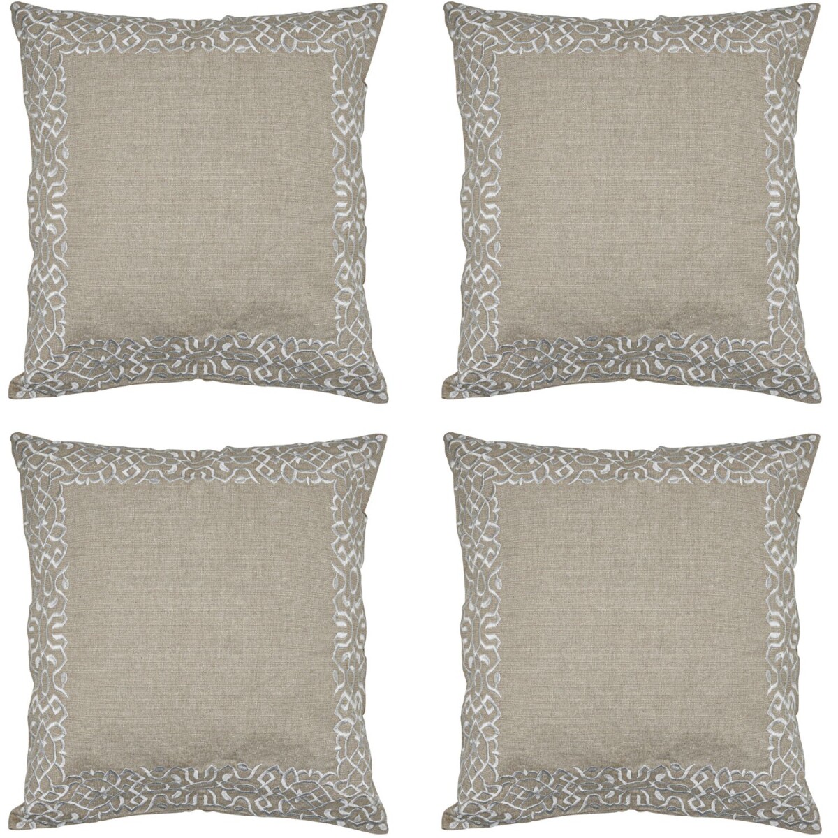 Lot de 4 housses de coussin faites main Frisia Blanc 40 x 40