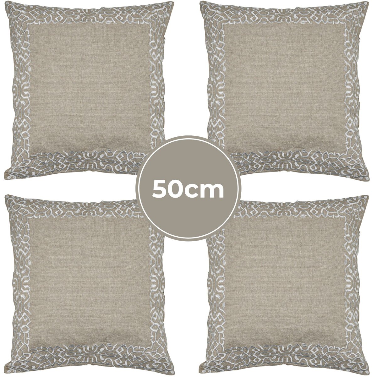 Lot de 4 housses de coussin faites main Frisia Blanc 50 x 50