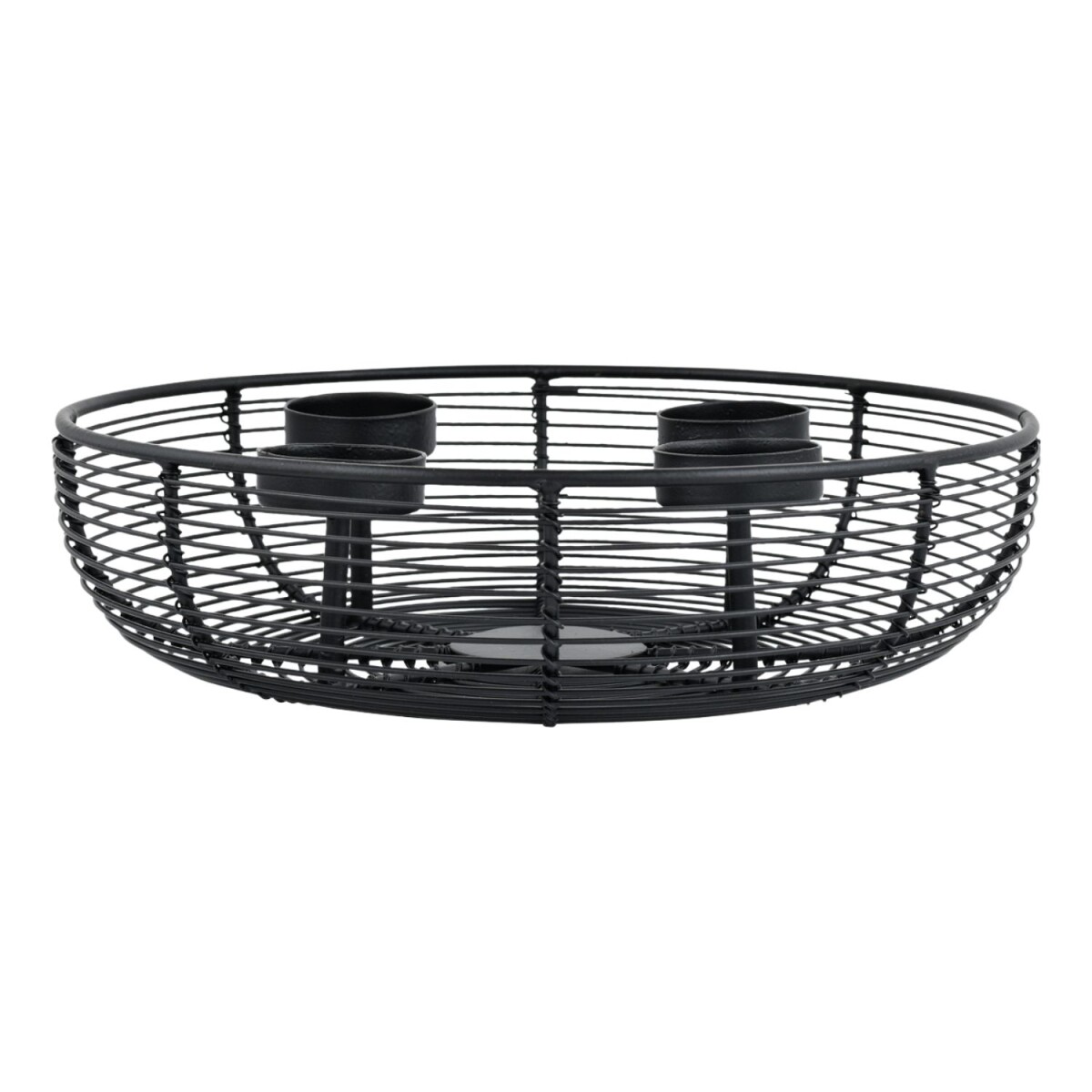 Petit bougeoir Orbe en métal noir, Ø 25 cm, en