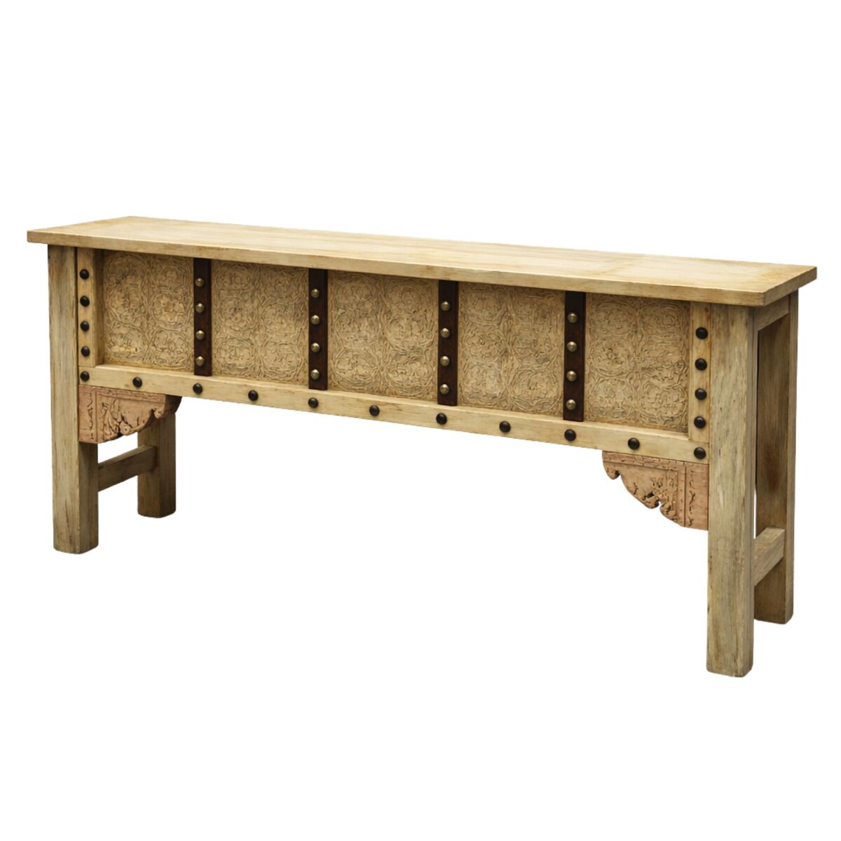 Buffet Saira en bois massif sculpté à la main,