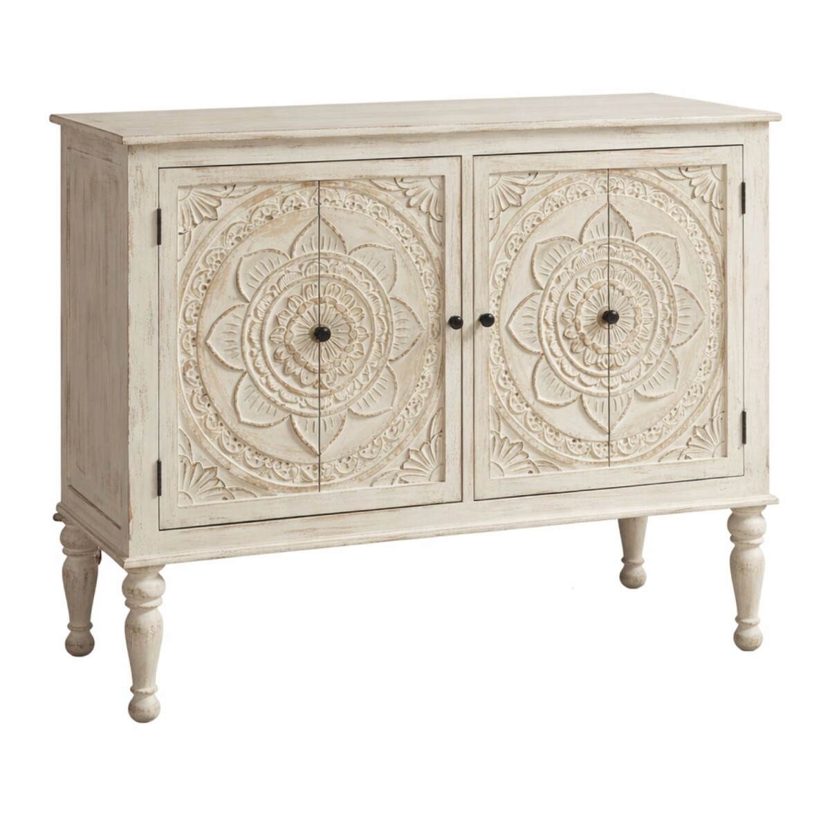 Commode Vanaja en bois massif sculpt&eacute;e...