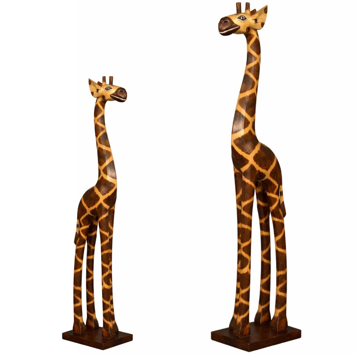 Ensemble de sculptures de girafes en boi box