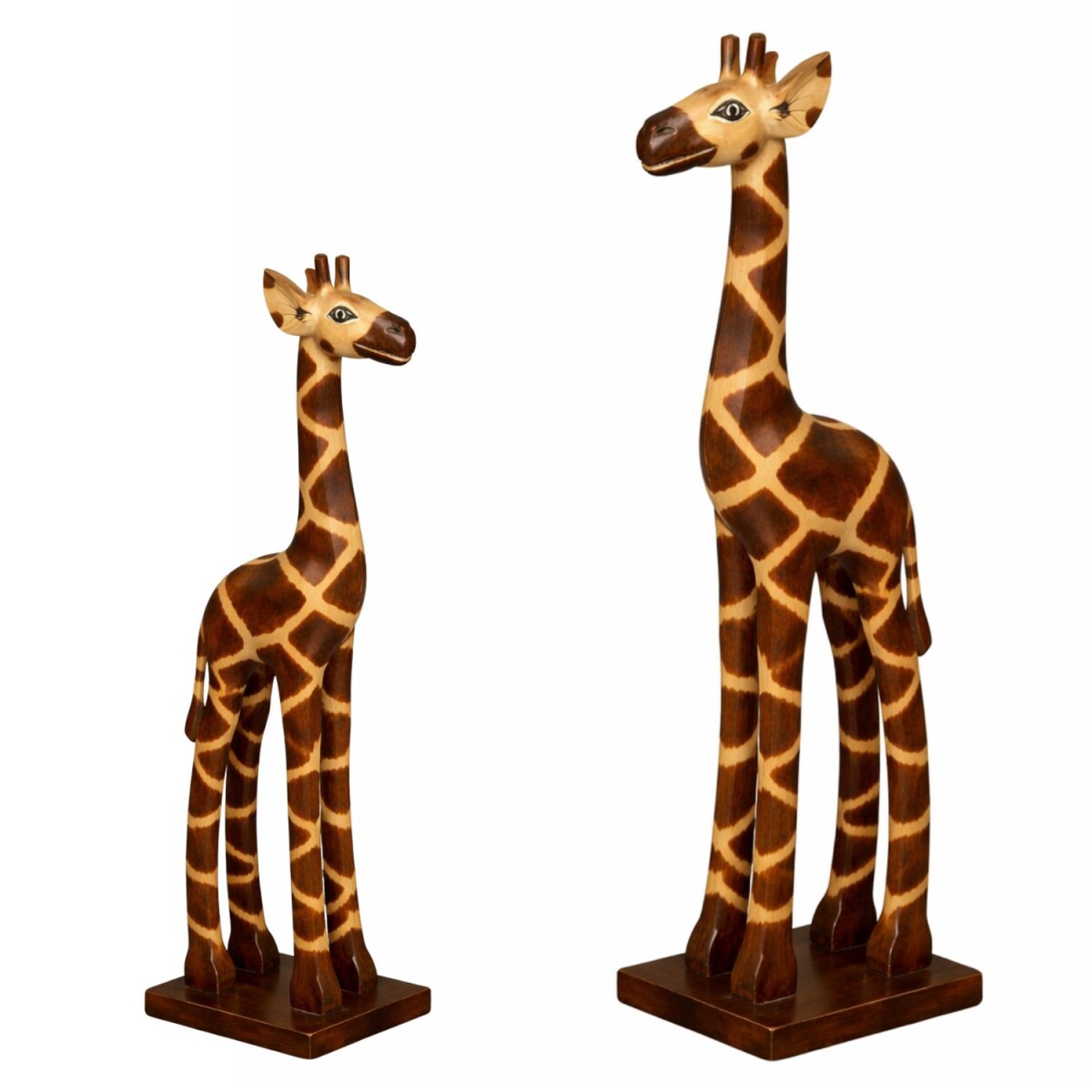 Lot de sculptures de girafes en bois fai box