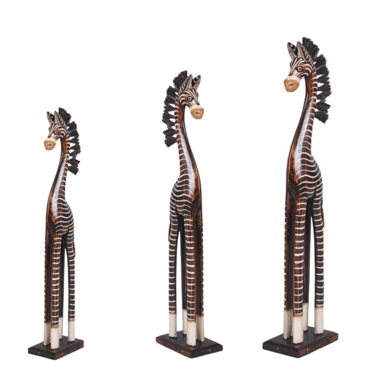 Lot de 3 figurines en bois représ box