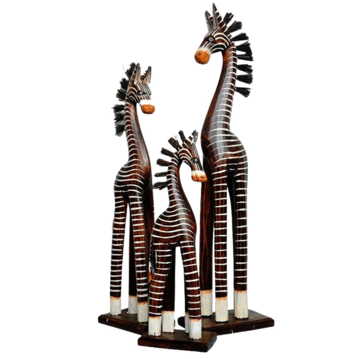 Lot de 3 sculptures de zèbres en  box