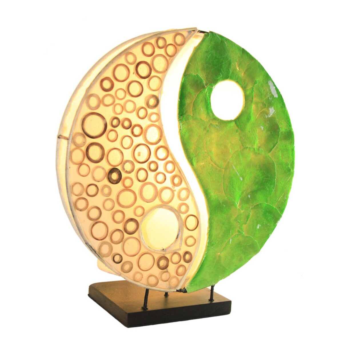 Lampe de table Ying Yang verte, 30 cm, e box