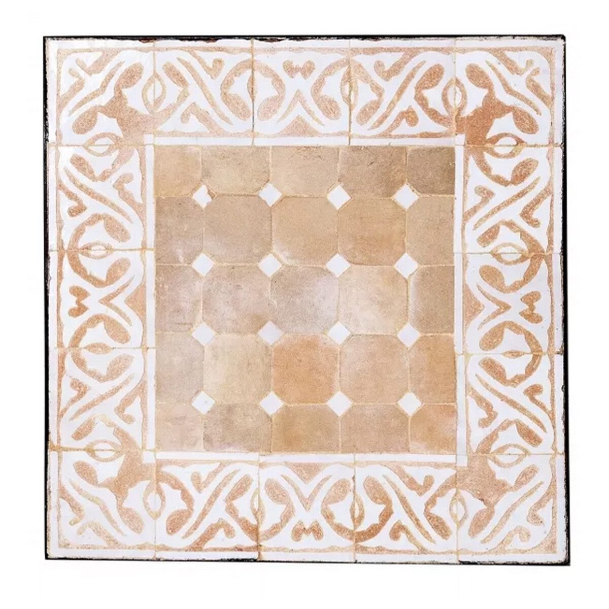 Carreau de mosaïque oriental Fès beige et blanc 