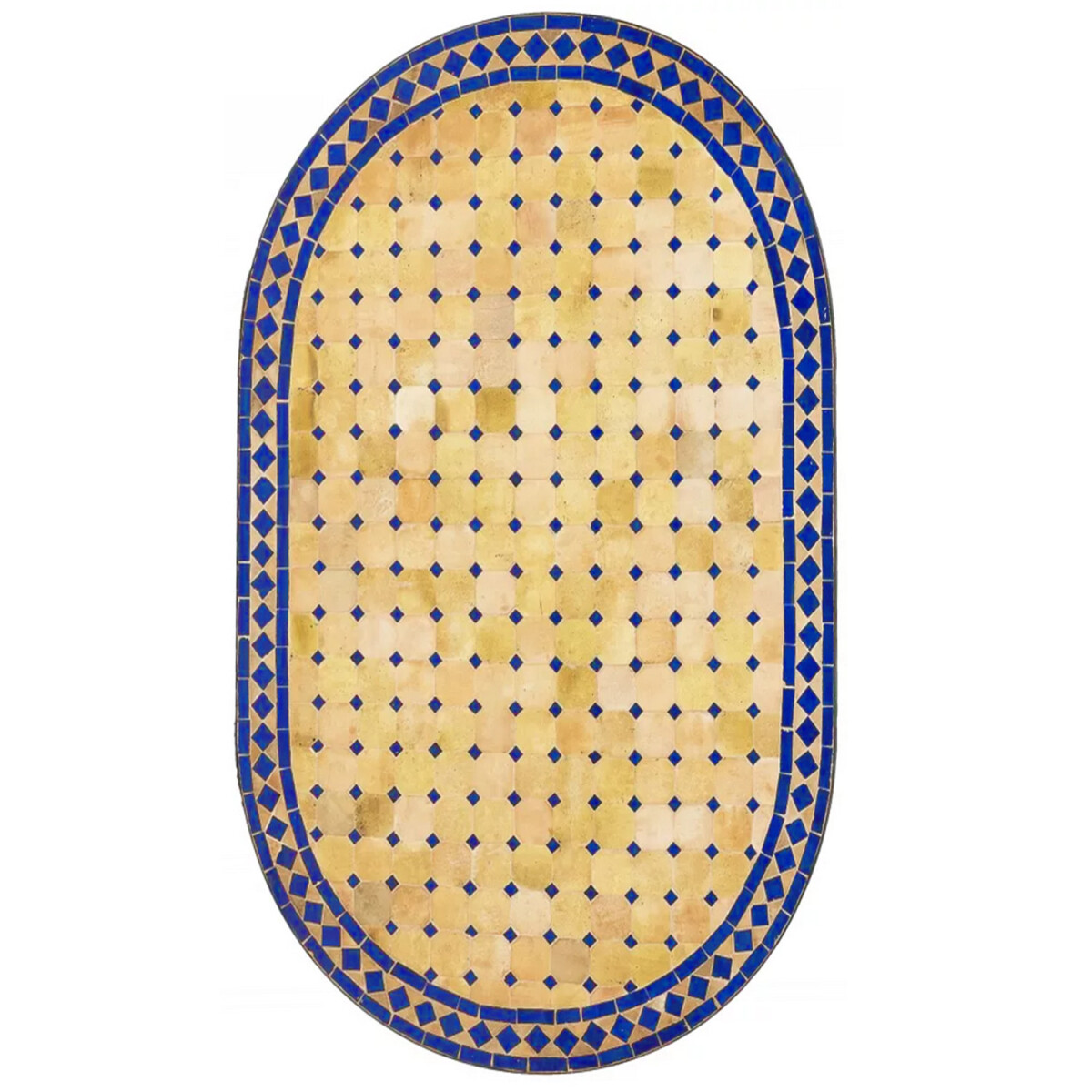 Carreau de mosaïque marocain Marrakech, beige et bleu, 