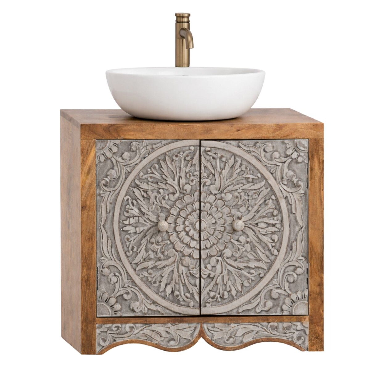 Meuble sous-vasque Sameer style oriental en bois massif 70 c