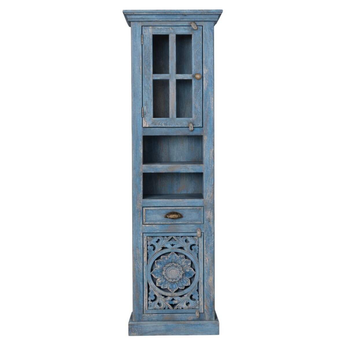 Meuble de salle de bains Kirpal bleu oriental en bois massif