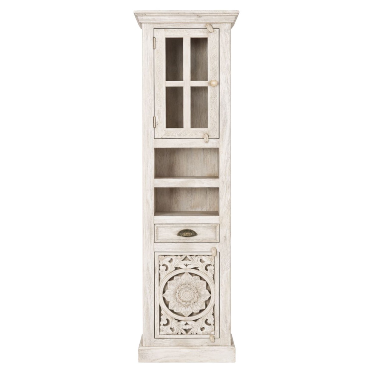 Meuble de salle de bains Kirpal blanc, style oriental, en bo