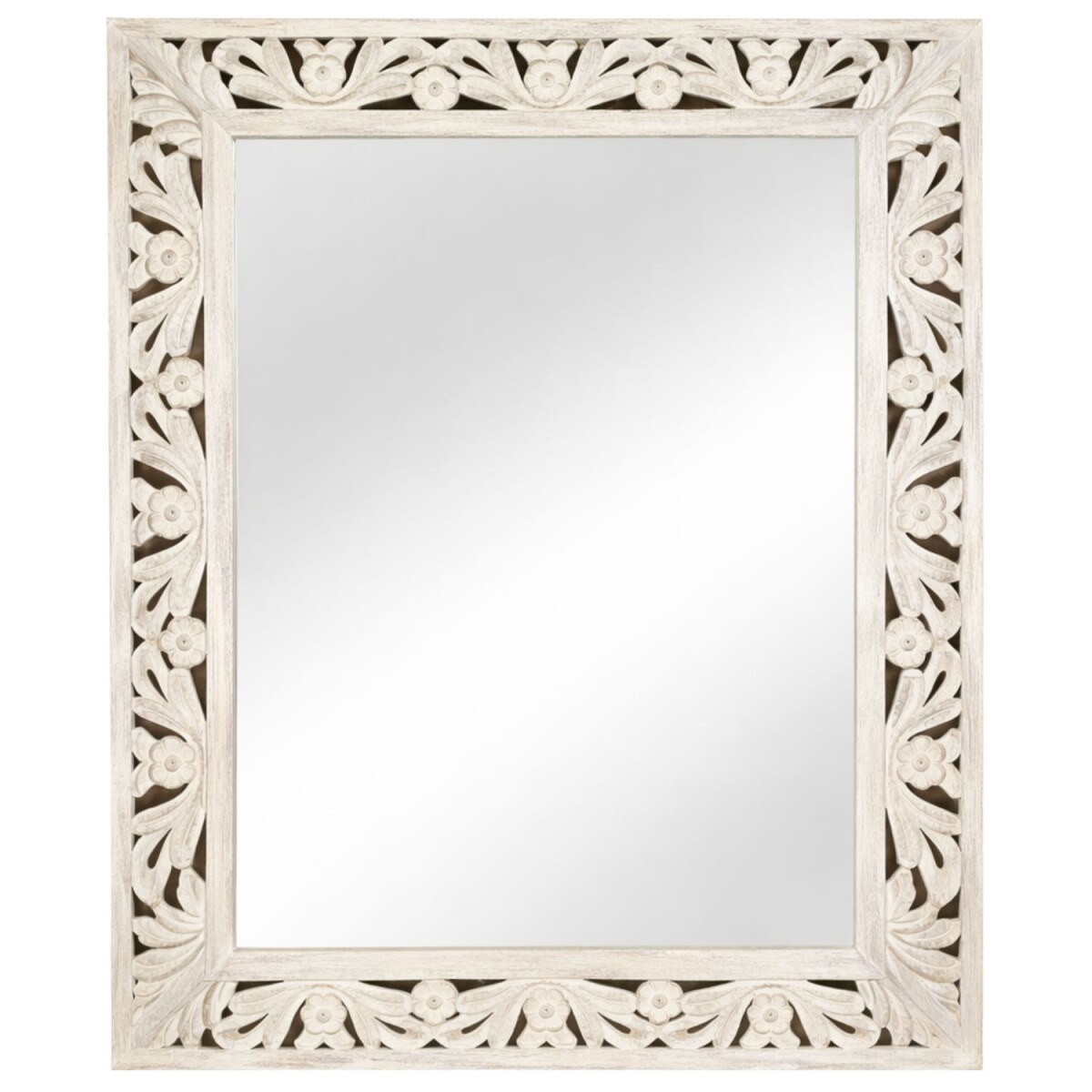 Miroir mural Kirpal blanc, style oriental, en bois massif, 7